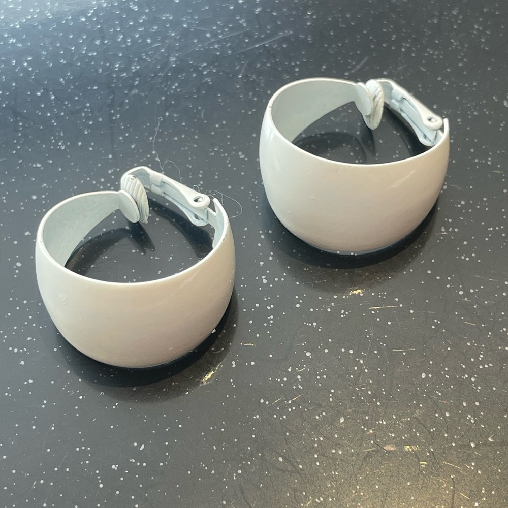 White Hoop Clip-On Earrings